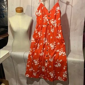 Orange spaghetti strap dress jumper vintage plus